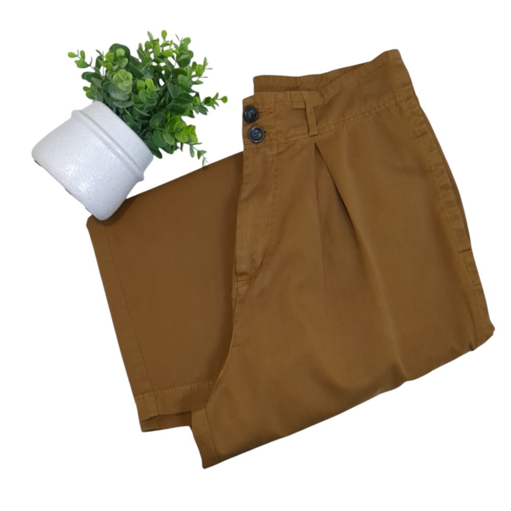 Free People Chino Barrel High Waisted Tapered Brown/Orange Pant Size 8